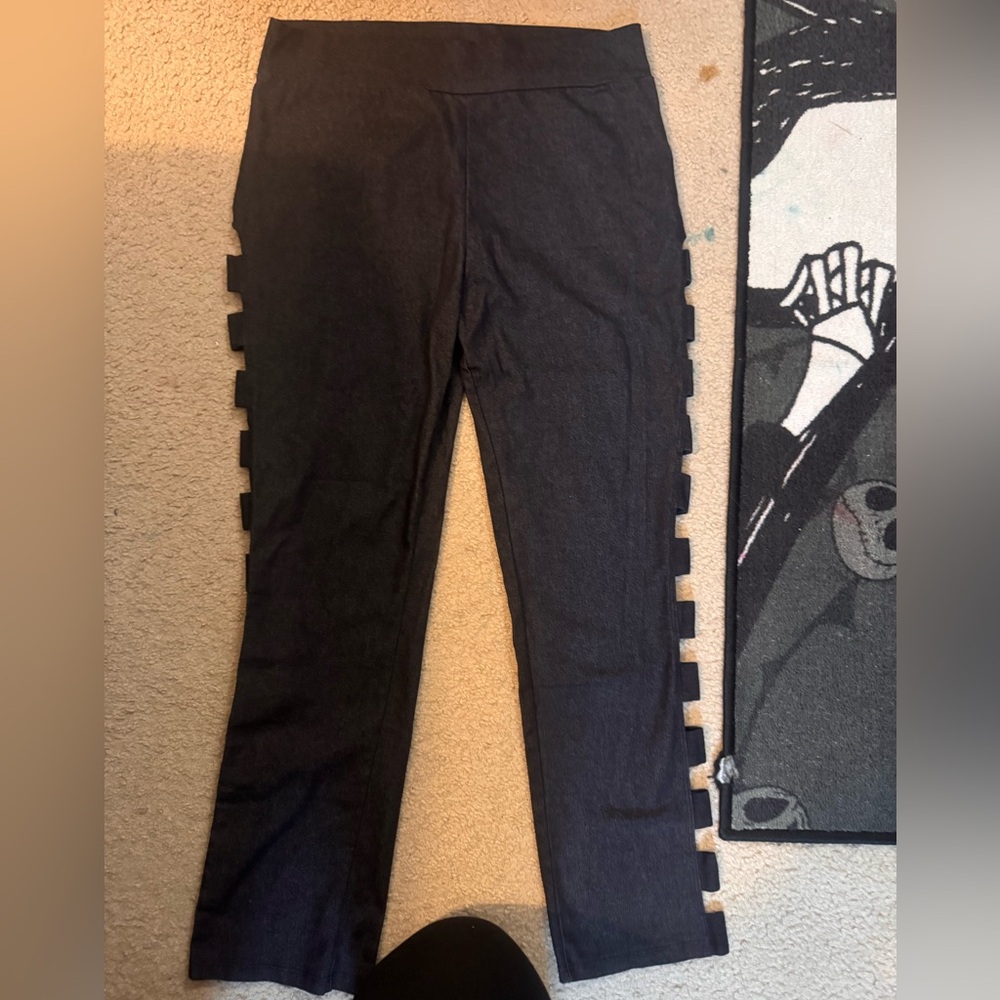 Women’s Black Skinny Jeggings with Cut-Out Sides